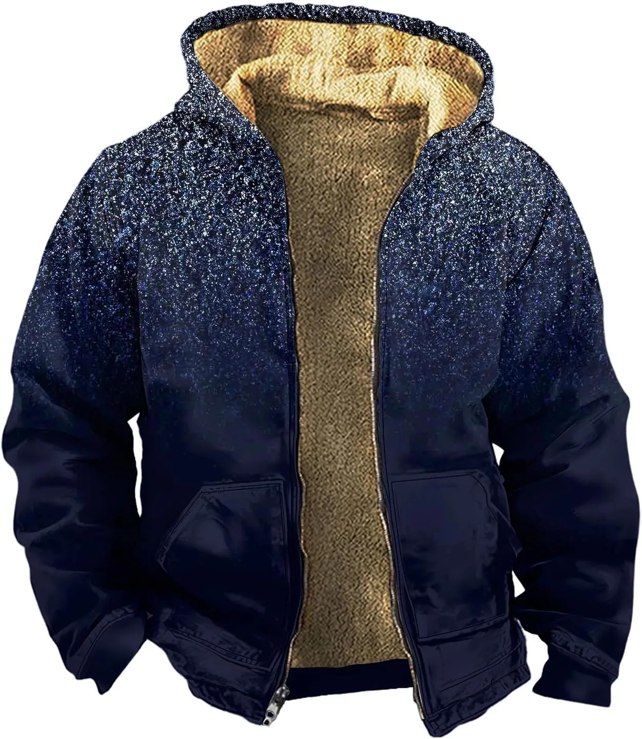 2024 Winter Jacket Men For Fashion Zip Up Hoodies Long Sleeve Thickened Vintage Padded Casual Coats