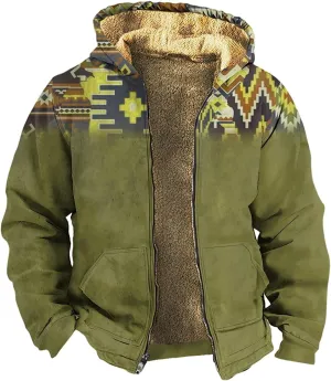 2024 Winter Jacket Men For Fashion Zip Up Hoodies Long Sleeve Thickened Vintage Padded Casual Coats