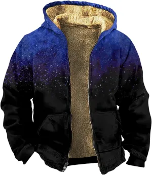 2024 Winter Jacket Men For Fashion Zip Up Hoodies Long Sleeve Thickened Vintage Padded Casual Coats