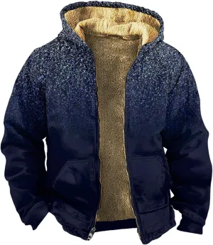 2024 Winter Jacket Men For Fashion Zip Up Hoodies Long Sleeve Thickened Vintage Padded Casual Coats