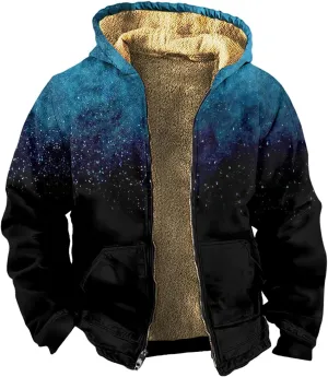 2024 Winter Jacket Men For Fashion Zip Up Hoodies Long Sleeve Thickened Vintage Padded Casual Coats