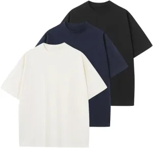 3 Pcs Men's Cotton T-Shirts Oversized Tshirts Unisex Basic Tees Loose Fit Solid Athletic Lightweight Tops
