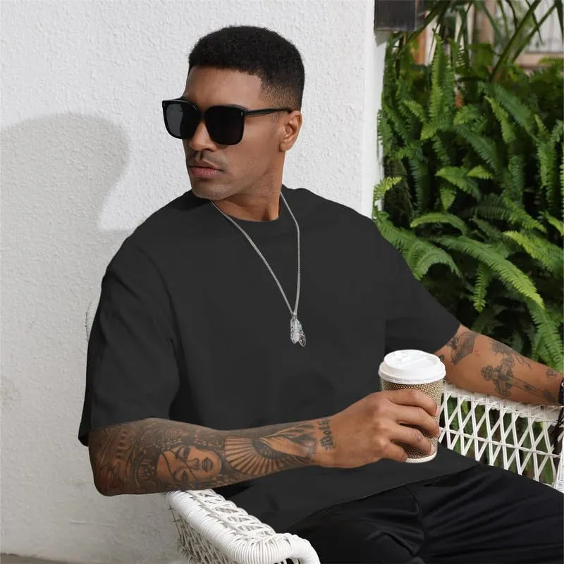 3 Pcs Men's Cotton T-Shirts Oversized Tshirts Unisex Basic Tees Loose Fit Solid Athletic Lightweight Tops