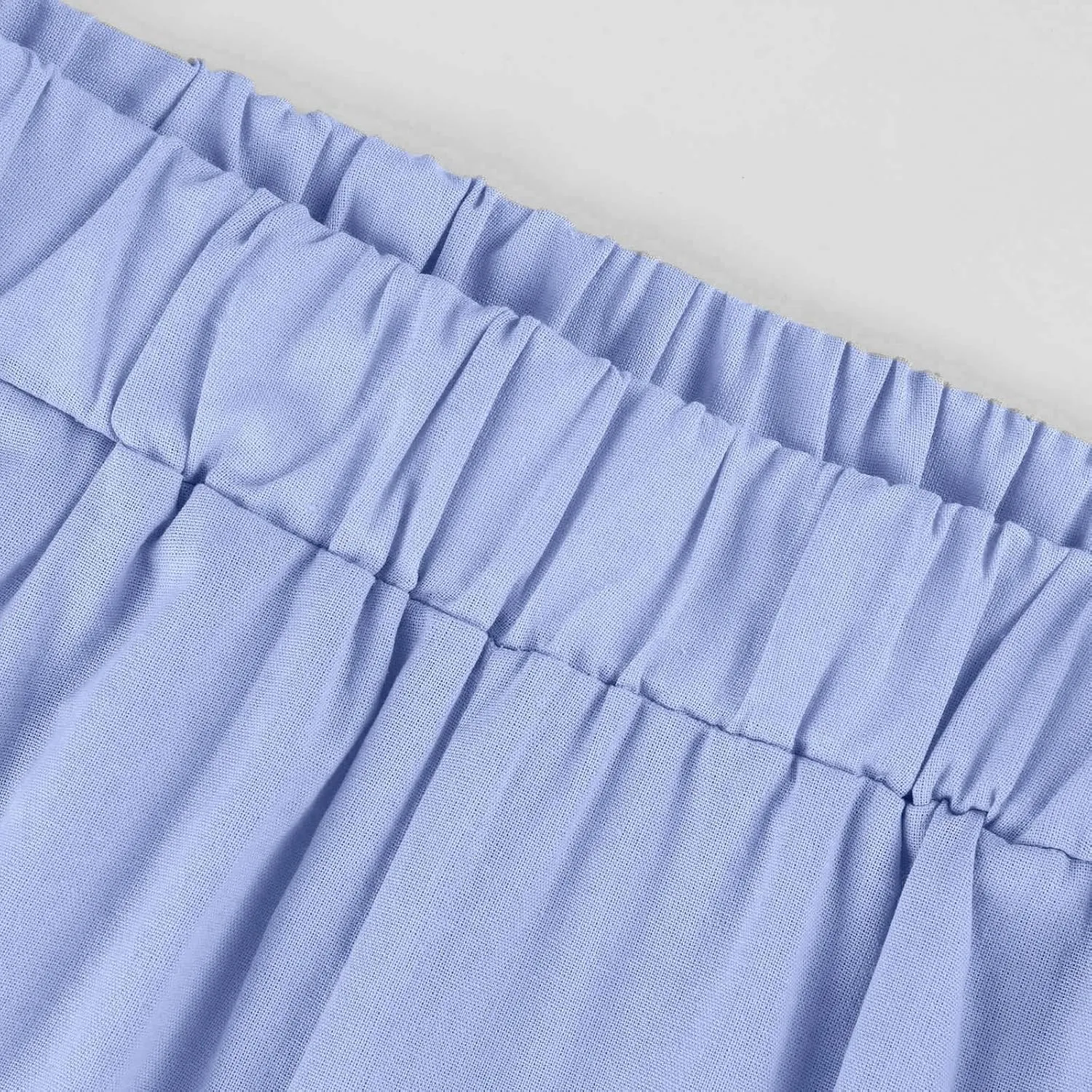 Ankle Linen Pants Women 2024 Summer Beach Lightweight Casual Straight Leg Cropped Pants Elastic Solid Lounge Trousers