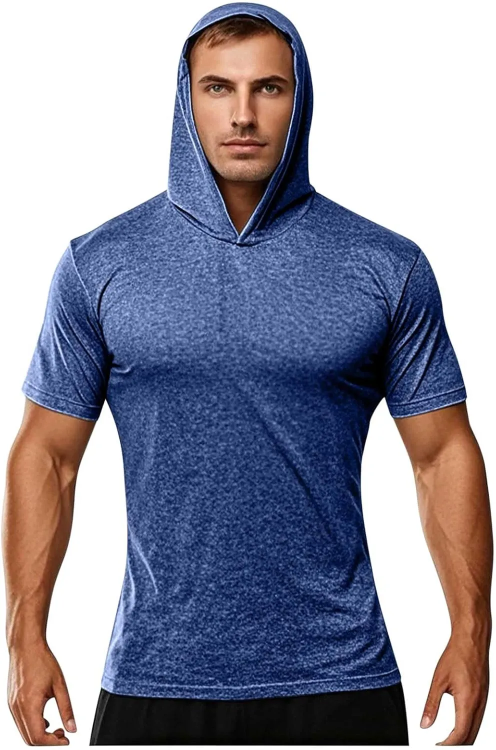 Athletic Hooded Shirts for Men Short Sleeve Workout Sun Protection Summer Hoodie Casual Running T Shirt Quick Dry Top