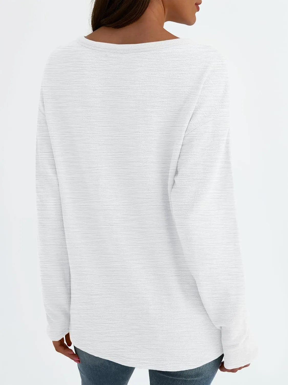 AUTOMET Women's Long Sleeve Oversized Tshirts V Neck 2025 Cotton Tops Lightweight Pullover Casual Basic Tees