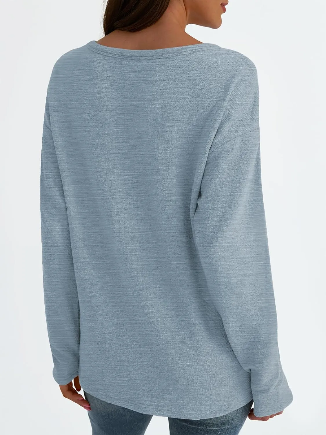 AUTOMET Women's Long Sleeve Oversized Tshirts V Neck 2025 Cotton Tops Lightweight Pullover Casual Basic Tees