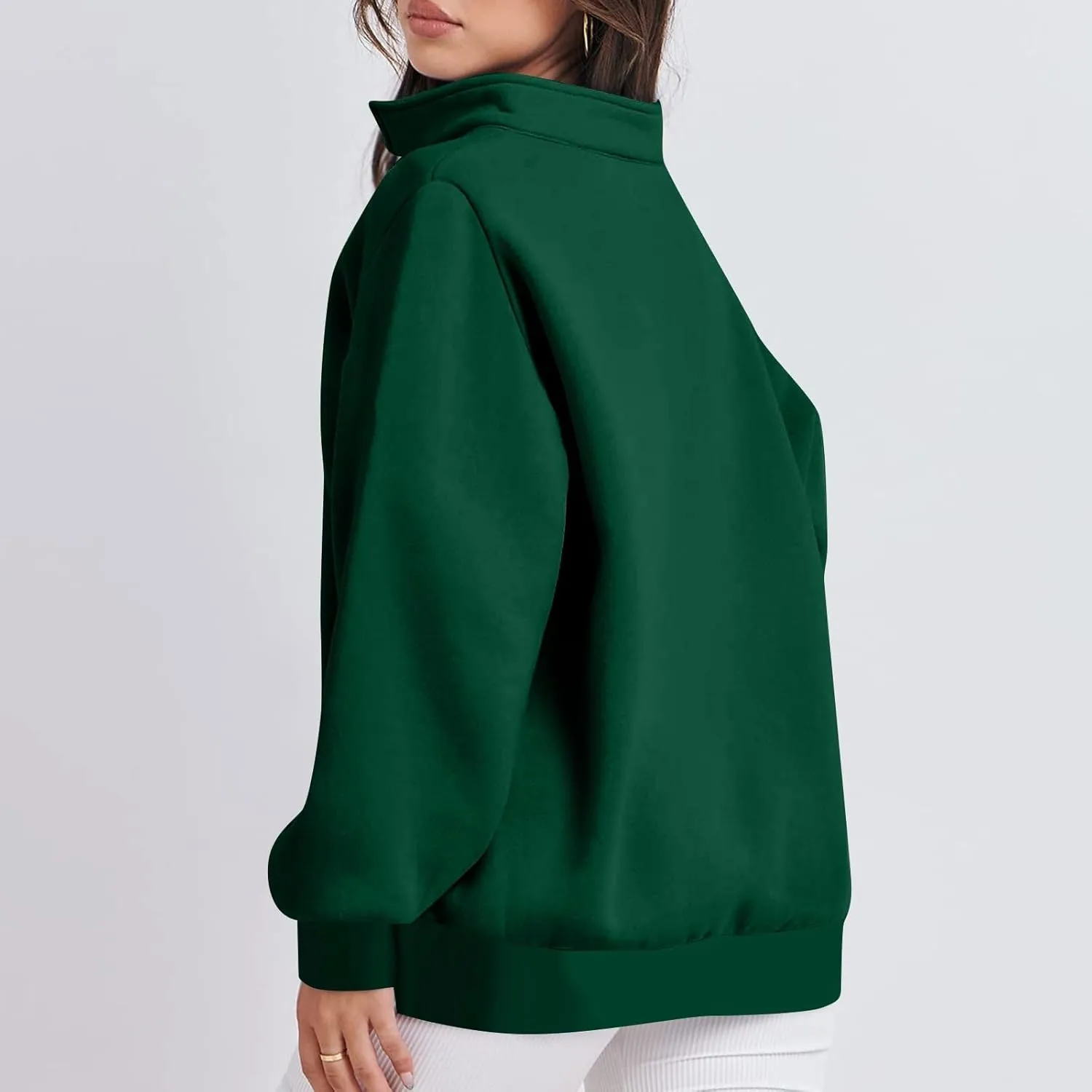 Baggy Half Zip Sweatshirt Women Lightweight Fleece Oversized Sweatshirts Fall Clothes Loose Fit Comfy Pullover Tops