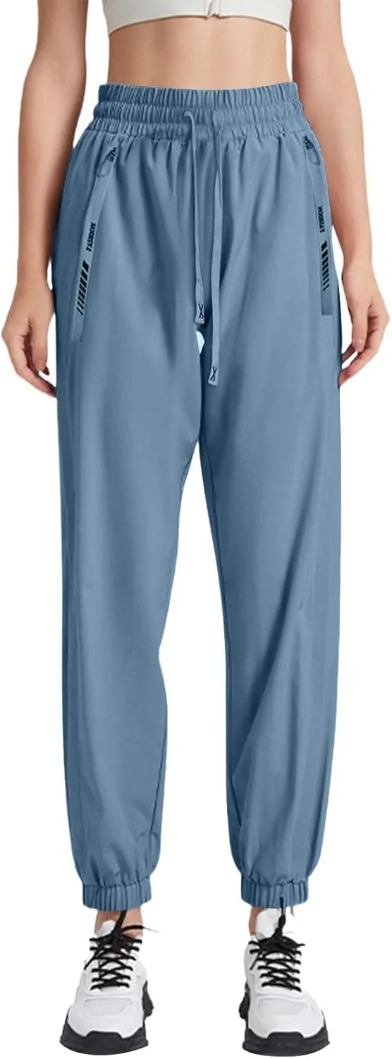 Beeswan Pants for Women Casual Loose Stretchy Work Pants Jogging Elastic Summer Solid Outfit Ankle-Length with Pockets