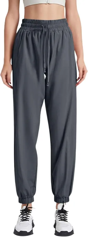 Beeswan Pants for Women Casual Loose Stretchy Work Pants Jogging Elastic Summer Solid Outfit Ankle-Length with Pockets