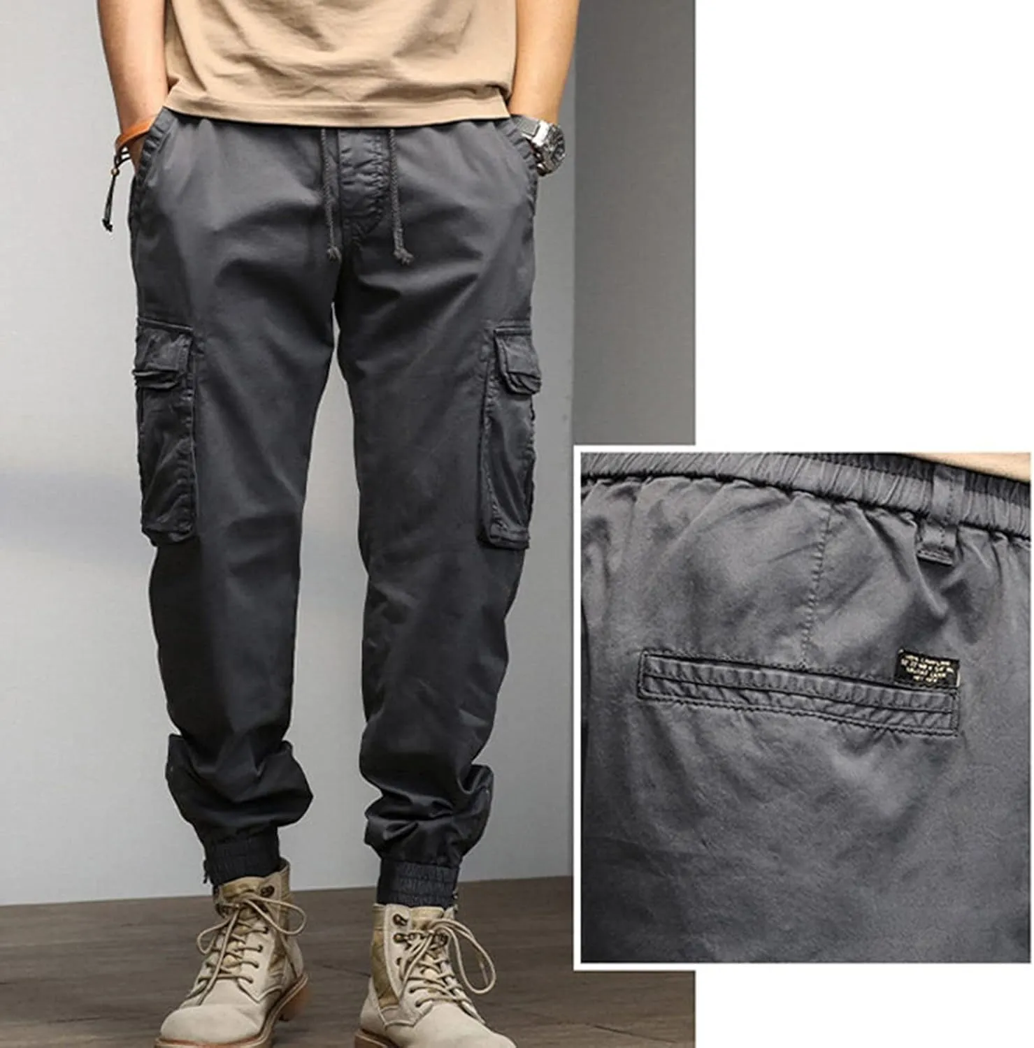 Big and Tall Men Cargo Jogger Sweat Pants Open Bottom Ripstop Hiking Work Pants Quick Dry Stretch Multi-Pockets