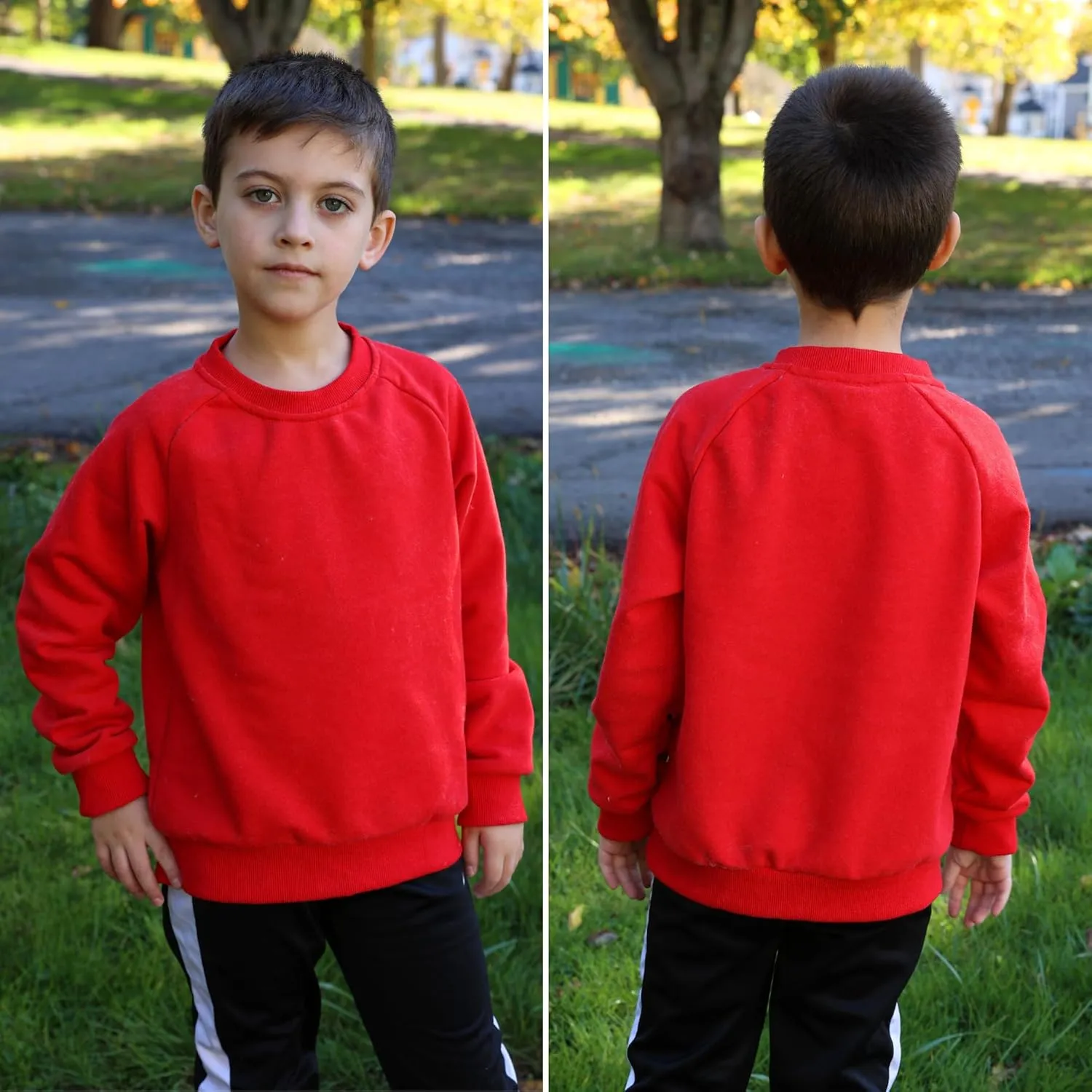 BIG ELEPHANT Boys Crewneck Sweatshirt Youth Fleece Sweatshirts Long Sleeve Basic Pullover Soft Warm Thin Fleece for Kids