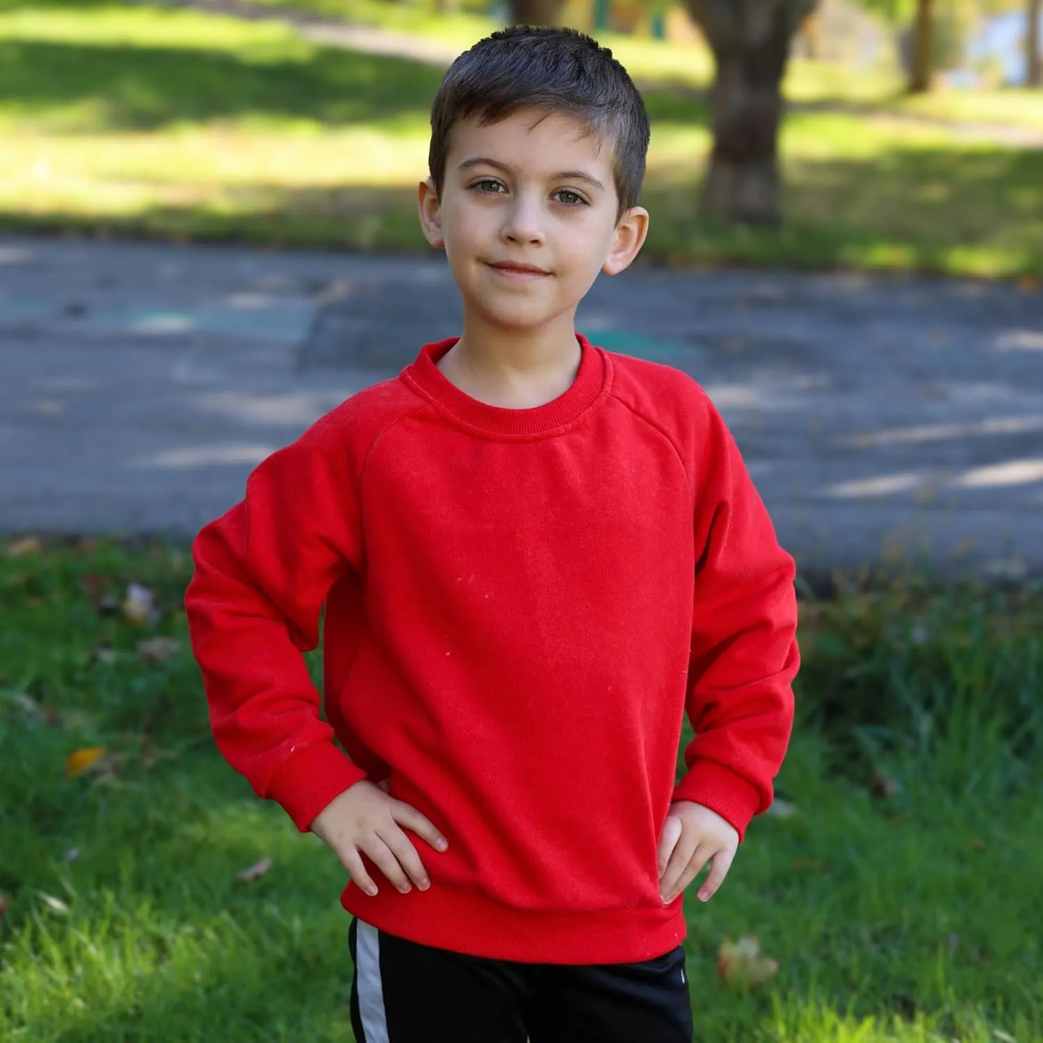 BIG ELEPHANT Boys Crewneck Sweatshirt Youth Fleece Sweatshirts Long Sleeve Basic Pullover Soft Warm Thin Fleece for Kids