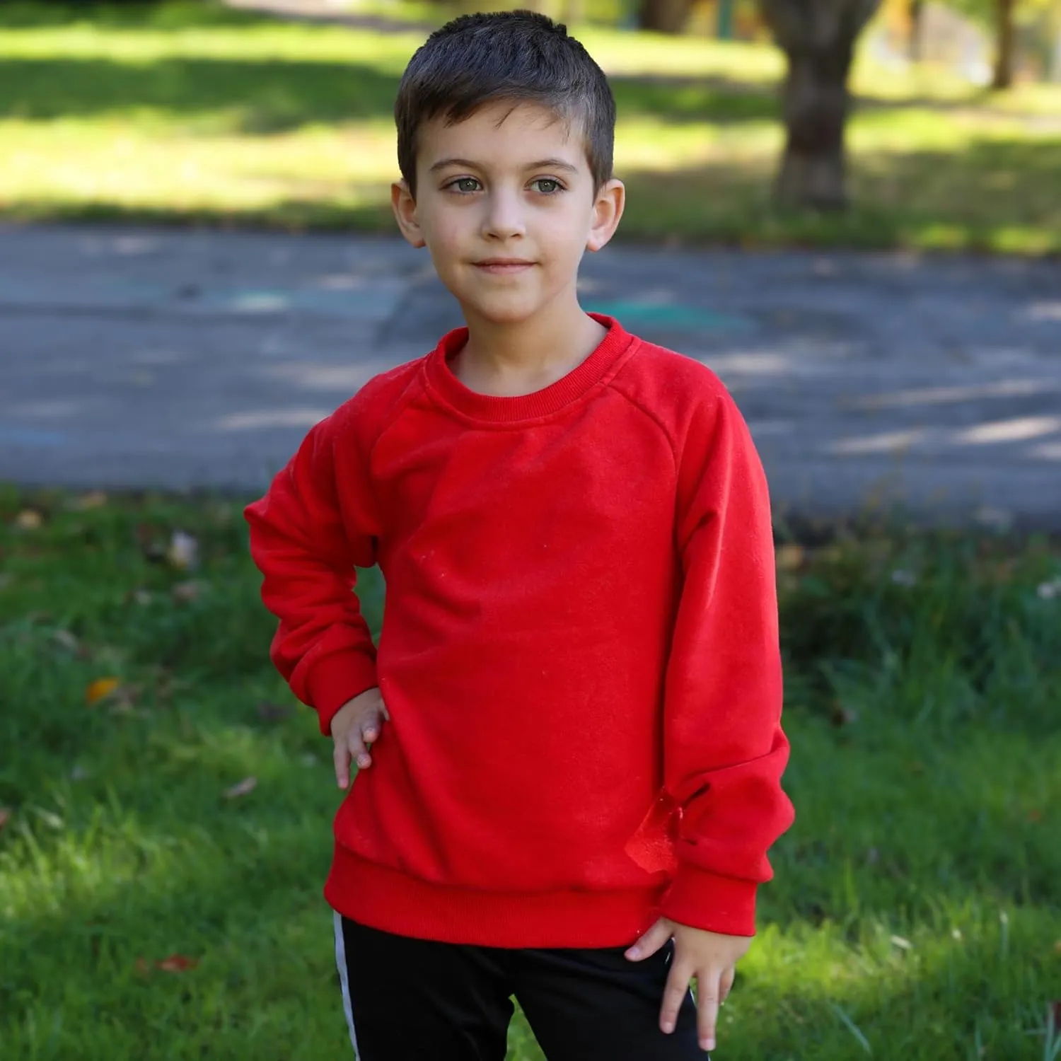 BIG ELEPHANT Boys Crewneck Sweatshirt Youth Fleece Sweatshirts Long Sleeve Basic Pullover Soft Warm Thin Fleece for Kids