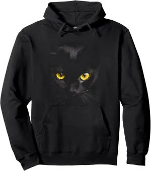 Black Cat Yellow Eyes Graphic Tees Men Women Boys Girls Pullover Hoodie