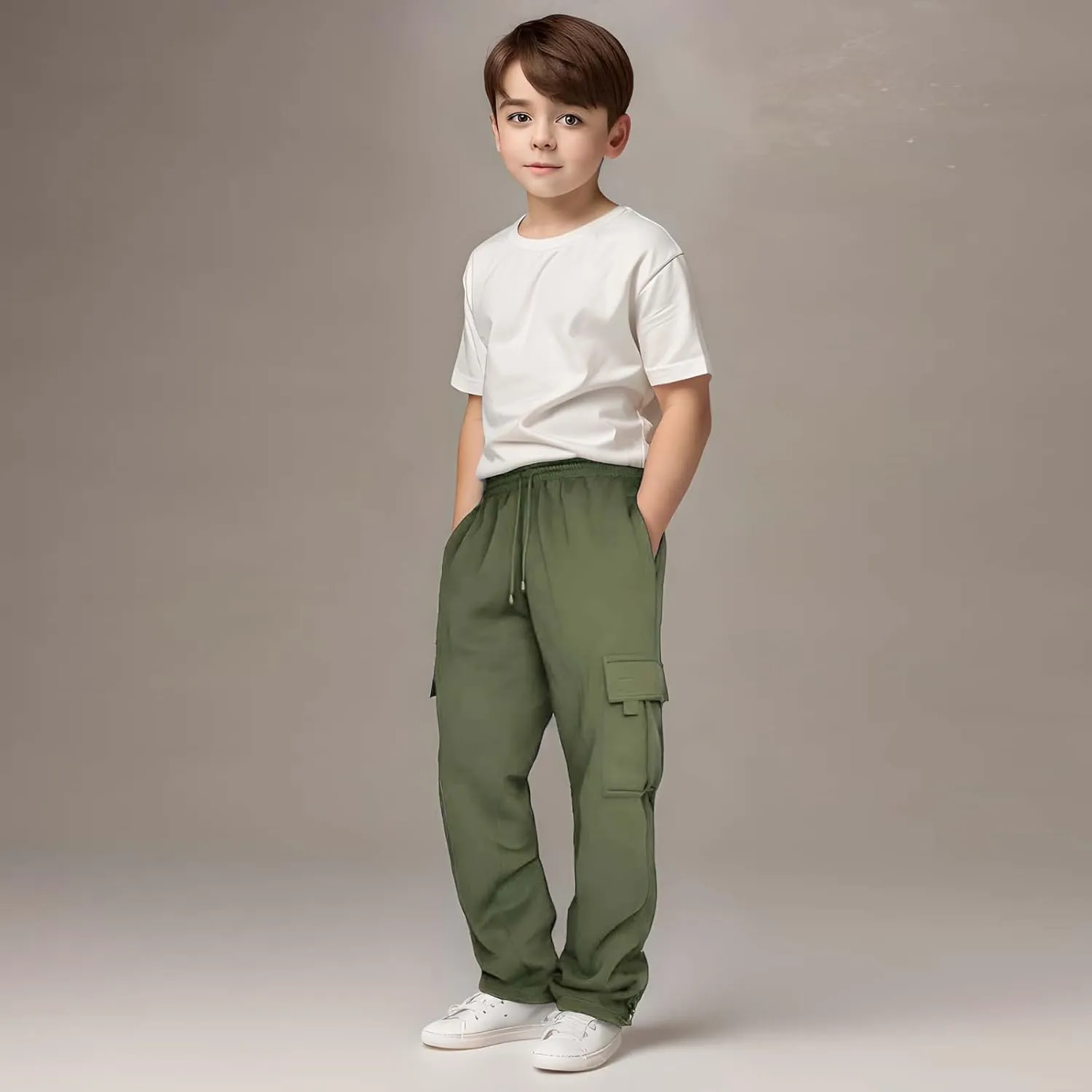 Boys Sweatpants Casual Elastic Waist Drawstring Cargo Pants Relaxed Fit Teen Kids Active Workout Joggers with Pockets