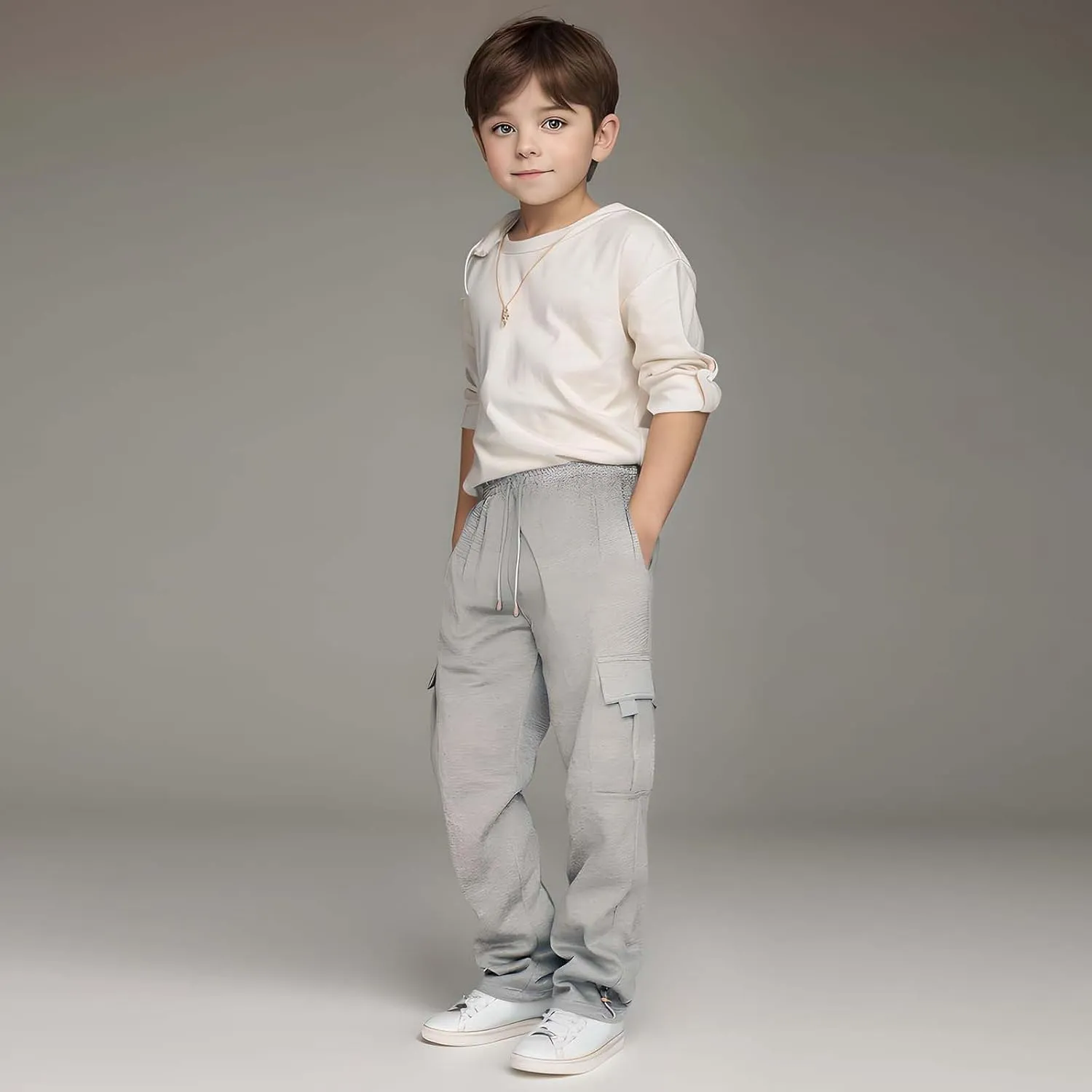Boys Sweatpants Casual Elastic Waist Drawstring Cargo Pants Relaxed Fit Teen Kids Active Workout Joggers with Pockets