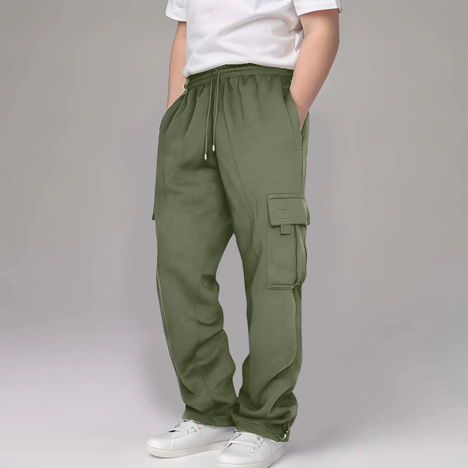 Boys Sweatpants Casual Elastic Waist Drawstring Cargo Pants Relaxed Fit Teen Kids Active Workout Joggers with Pockets