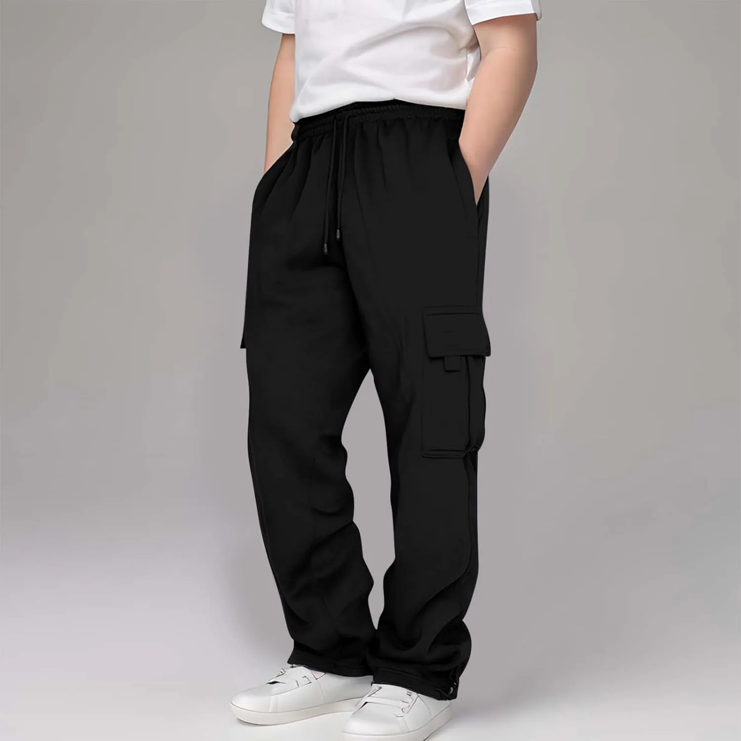Boys Sweatpants Casual Elastic Waist Drawstring Cargo Pants Relaxed Fit Teen Kids Active Workout Joggers with Pockets