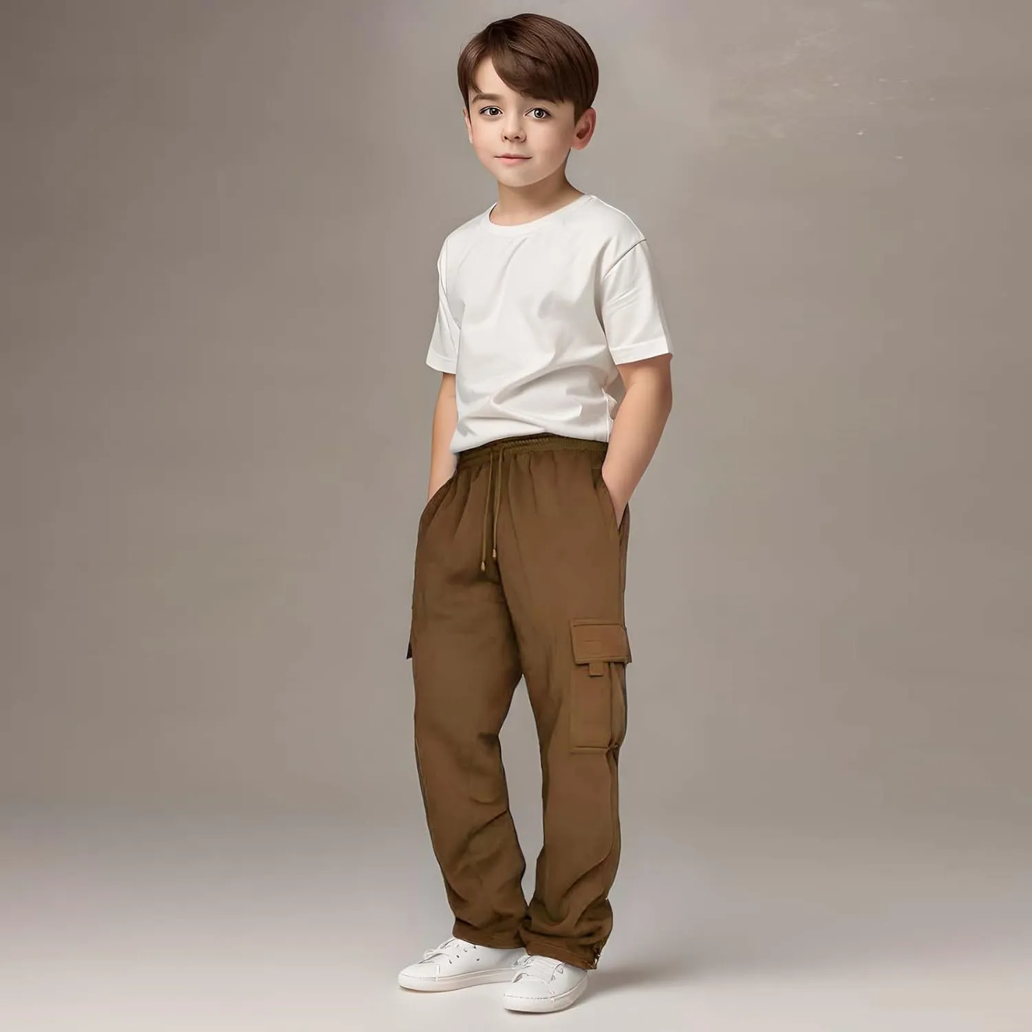 Boys Sweatpants Casual Elastic Waist Drawstring Cargo Pants Relaxed Fit Teen Kids Active Workout Joggers with Pockets