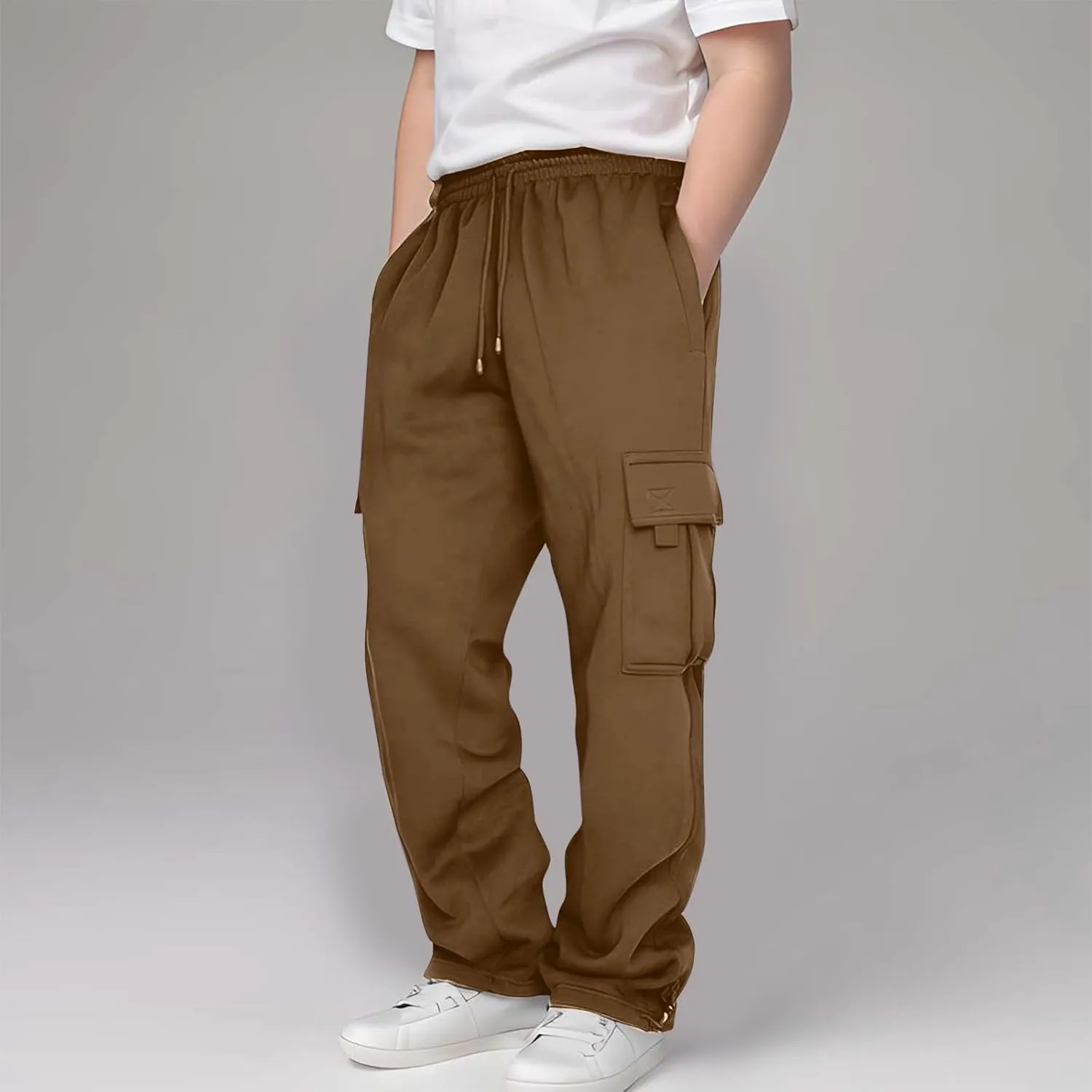 Boys Sweatpants Casual Elastic Waist Drawstring Cargo Pants Relaxed Fit Teen Kids Active Workout Joggers with Pockets