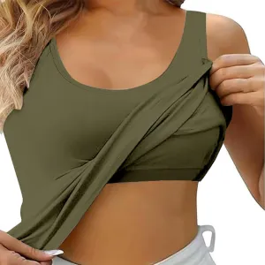 Built in Bra Tank Tops for Women Tee Summer Basic Workout Top Camisole Casual Wide Strap Sleevless Layer 2025