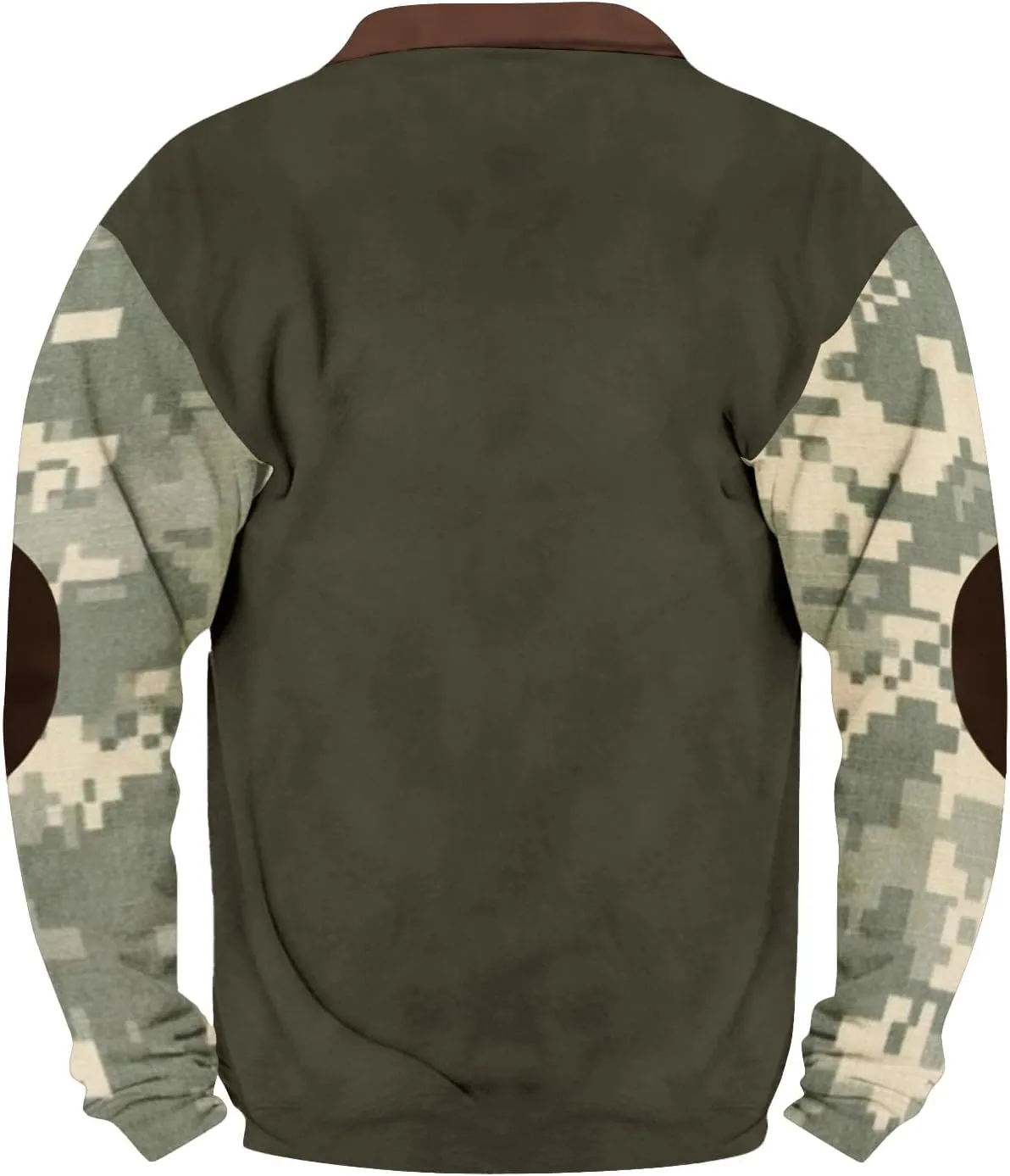 Camoflauge Quarter Zip Sweatshirt Men Plus Size Military Long Sleeve Fall Camouflage Pullover Sweatshirts