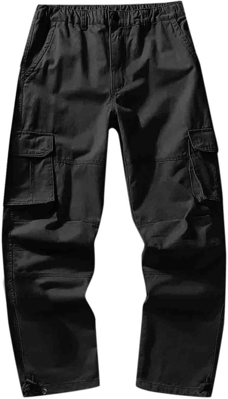Cargo Jogger Pants for Men Big and Tall Elastic Bottom Ripstop Hiking Work Pants Classic Fit Multi Pockets Lightweight