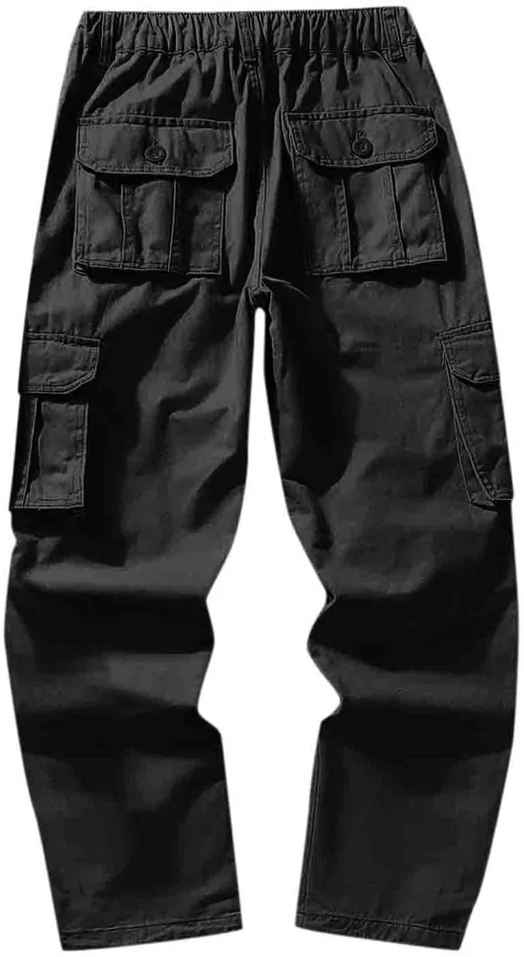Cargo Jogger Pants for Men Big and Tall Elastic Bottom Ripstop Hiking Work Pants Classic Fit Multi Pockets Lightweight