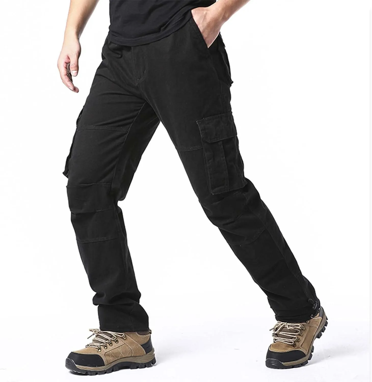 Cargo Jogger Pants for Men Big and Tall Elastic Bottom Ripstop Hiking Work Pants Classic Fit Multi Pockets Lightweight