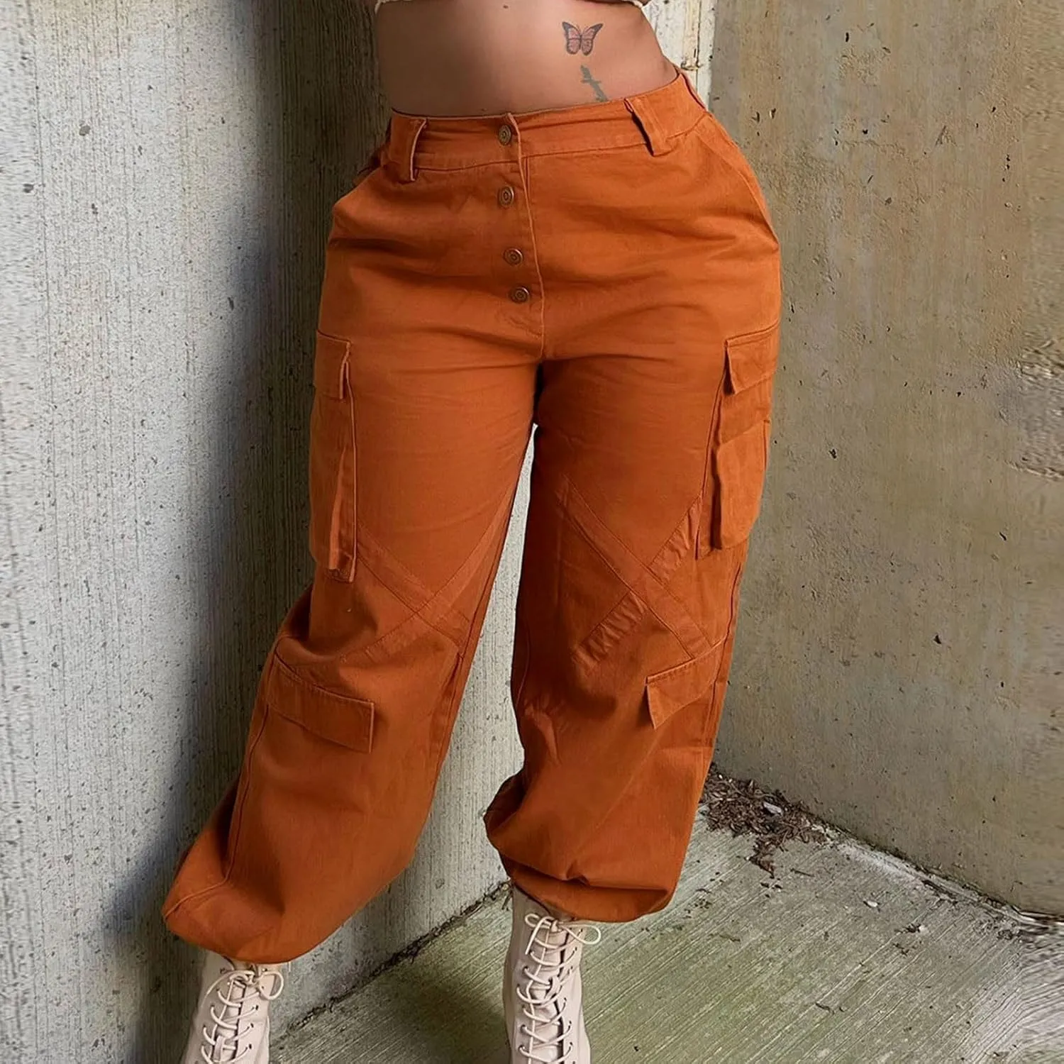 Cargo Jogger Pants Women High Waisted Loose Pants Classic Lightweight Streetwear Trousers with Multi Pockets