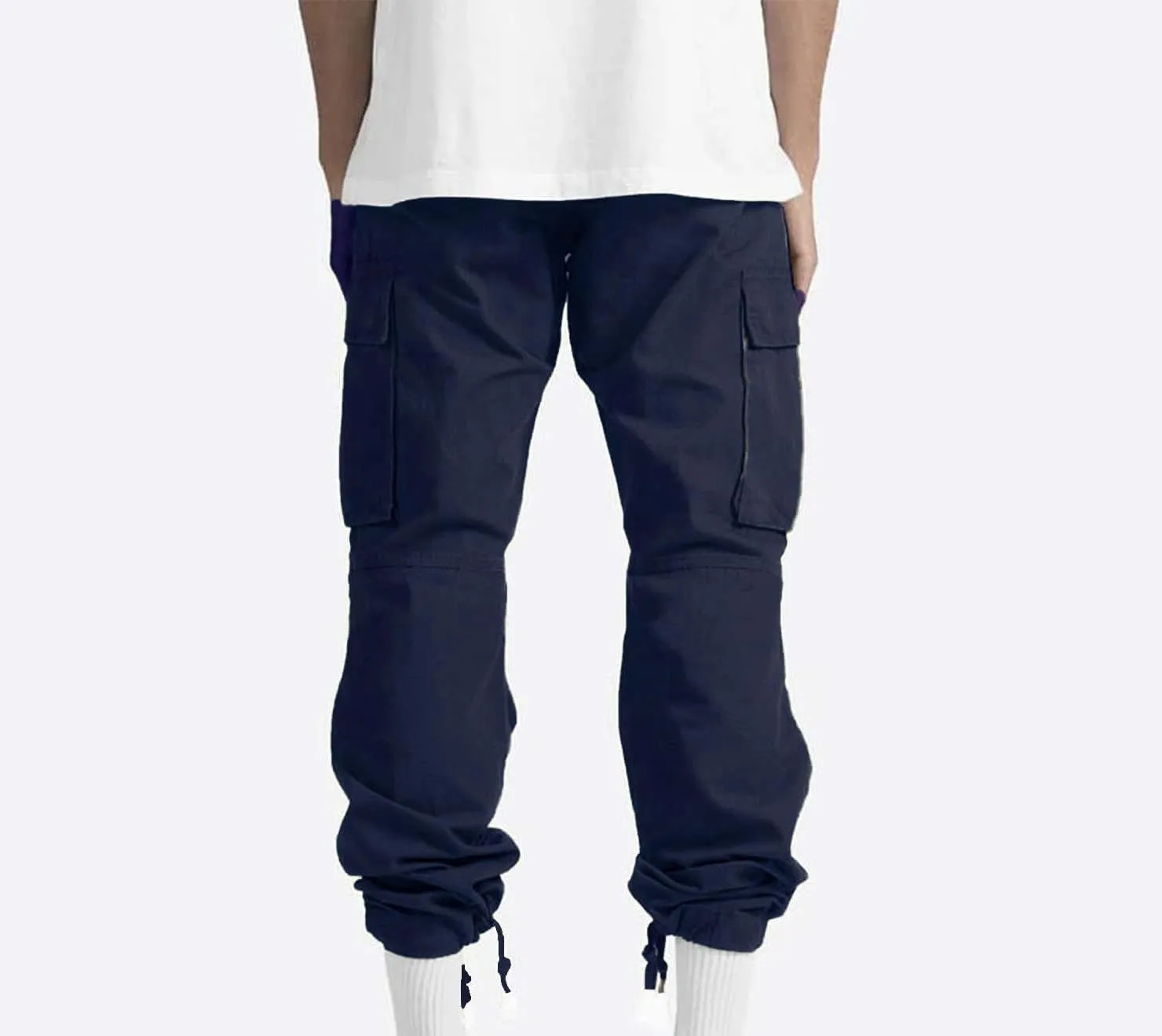 Cargo Pants for Men 2024 Relaxed Fit Causal Work Streetwear Khaki Baggy Joggers with Zipper Pockets Drawstring Sweatpants