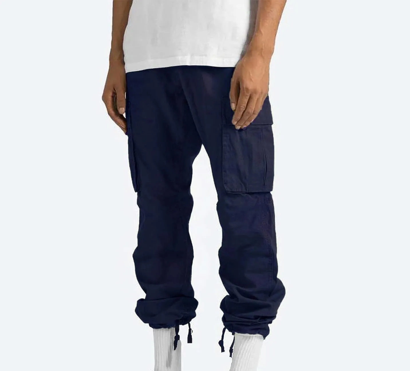 Cargo Pants for Men 2024 Relaxed Fit Causal Work Streetwear Khaki Baggy Joggers with Zipper Pockets Drawstring Sweatpants