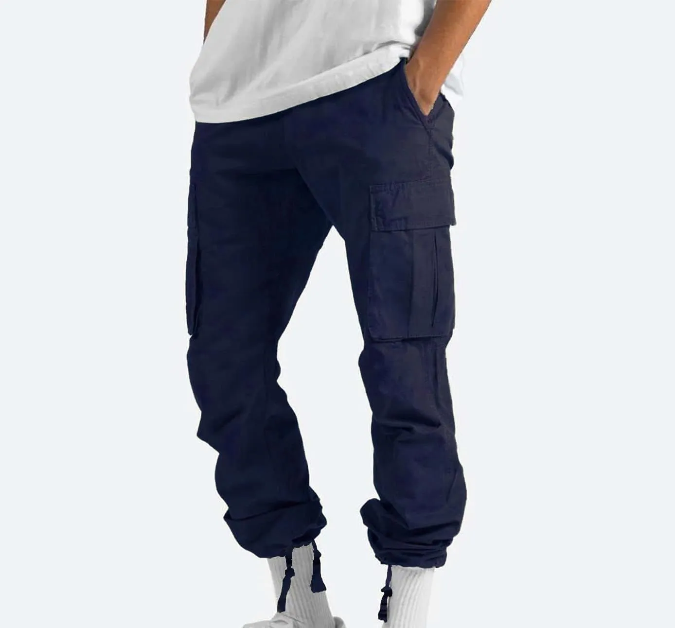 Cargo Pants for Men 2024 Relaxed Fit Causal Work Streetwear Khaki Baggy Joggers with Zipper Pockets Drawstring Sweatpants