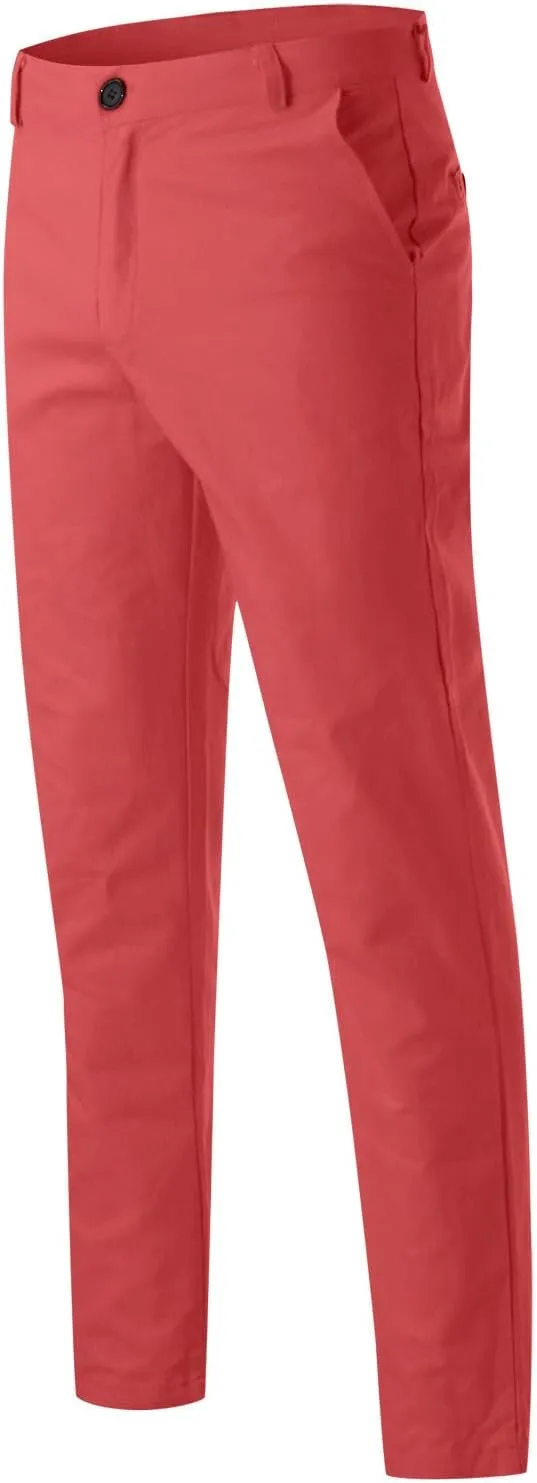 Cargo Pants for Men, Slim Fit Full Length Trousers, Casual Solid Mid Waist Pocket Fashion Workout Pants Streetwear
