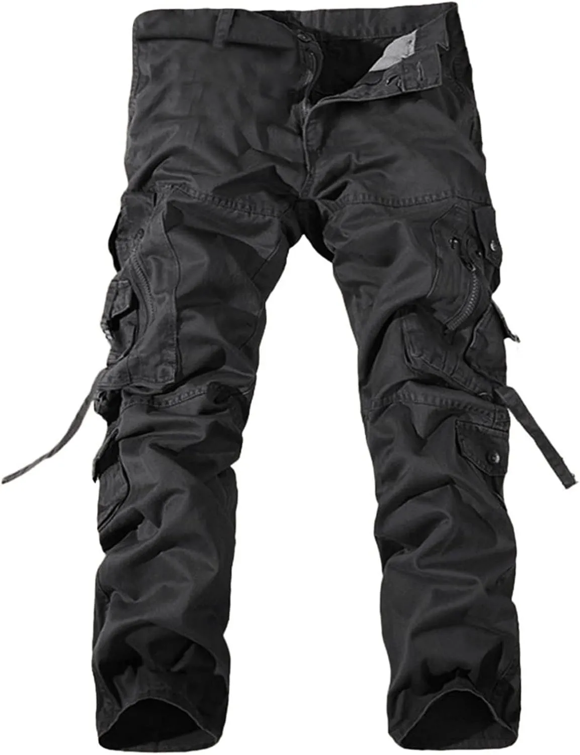 Cargo Trousers for Men Fleece Cargo Sweatpants Stretch Elastic Waist Athletic Workout Jogger Drawstring Sport Pants