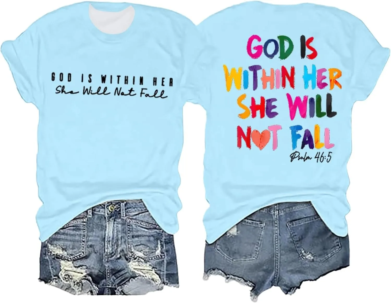 Christian Shirts for Women Oversized God Bible Verse Shirt Faith Jesus Tshirts God is Within Her She Will Not Fall