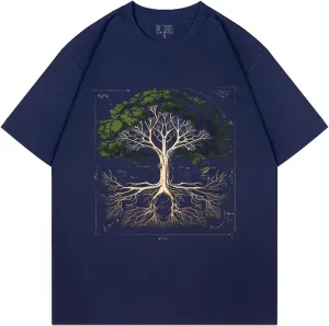 CITASHON Cotton Oversized Tree Graphic Tees for Women Men Summer Funny T Shirts Tops Family Couples Matching Outfits