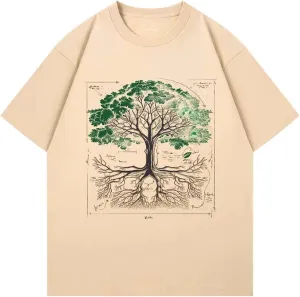 CITASHON Cotton Oversized Tree Graphic Tees for Women Men Summer Funny T Shirts Tops Family Couples Matching Outfits