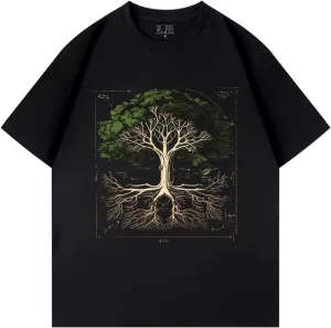 CITASHON Cotton Oversized Tree Graphic Tees for Women Men Summer Funny T Shirts Tops Family Couples Matching Outfits