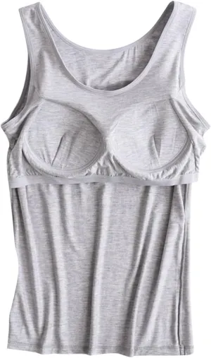 Classic Built-in-Bra Tank Tops for Women Stretchy Sleeveless Shirts Comfort Sleeveless Yoga Basic Tees Tanks