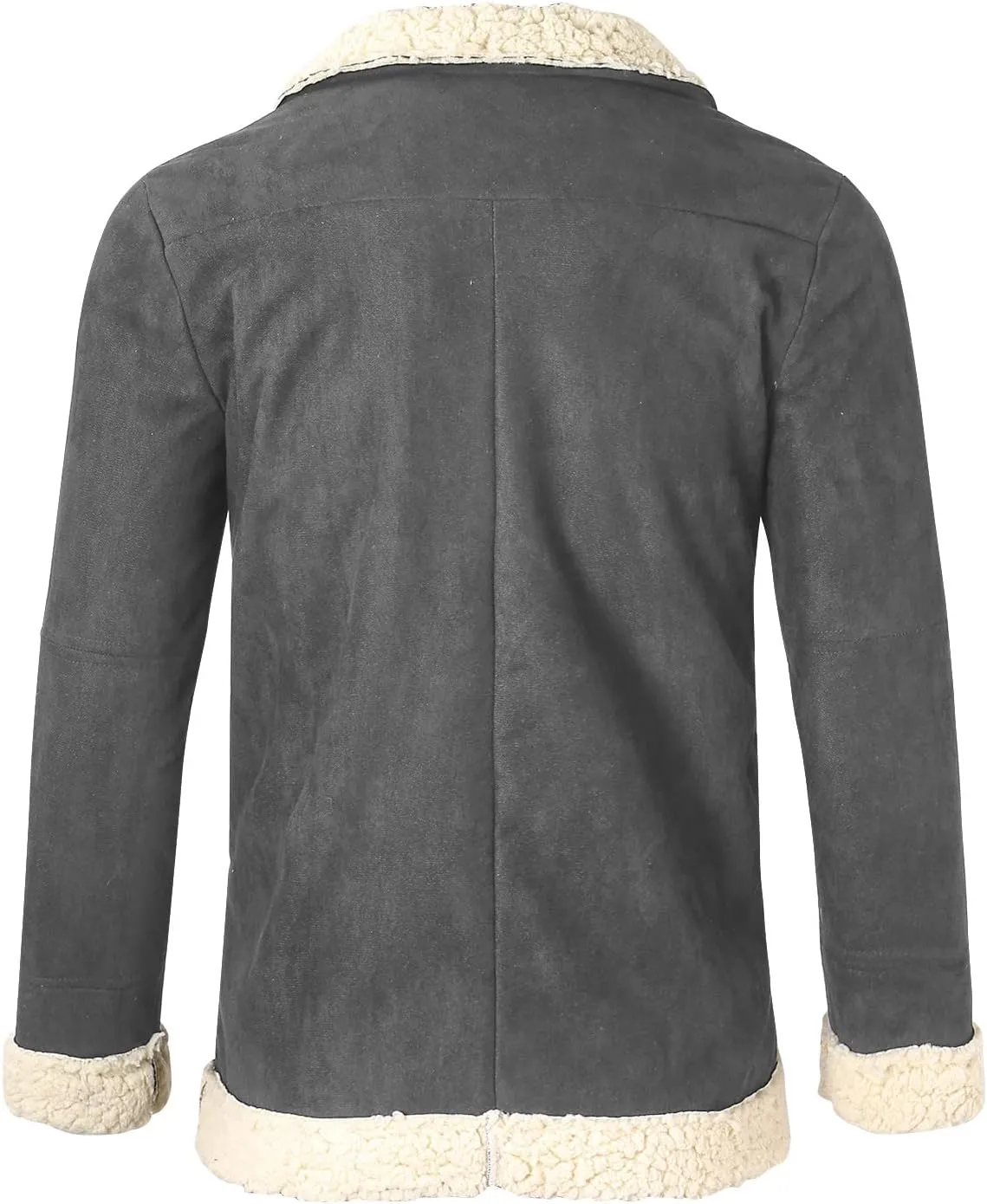 CRNTCEM Mens Shearling Sheepskin Leather Jacket Classic Brown Cotton Turn-Down Collar Sherpa Lined Warm Winter Casual Coats
