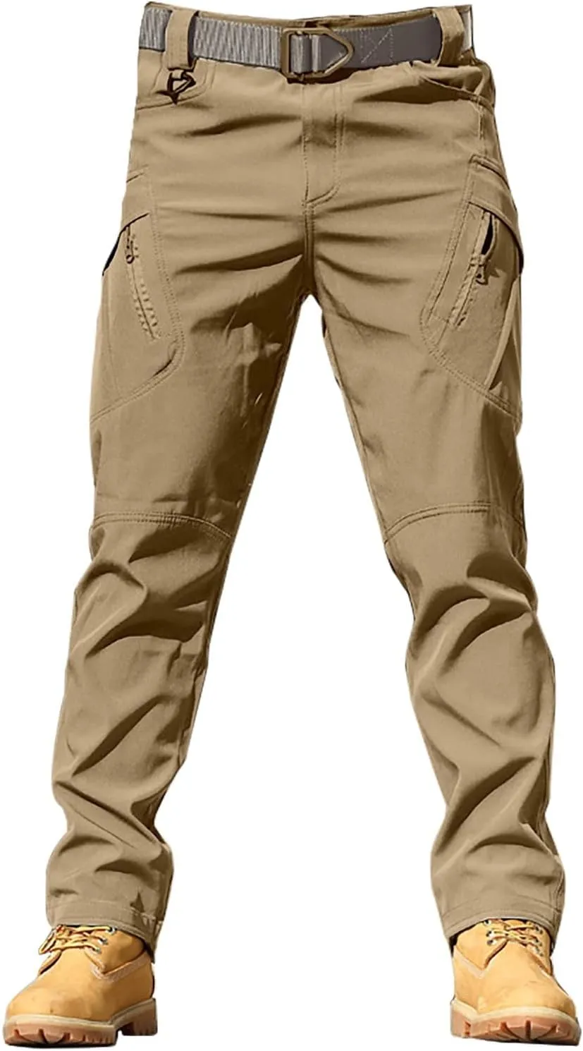 CRNTCEM Mens Waterproof Cargo Pants Ripstop Outdoor Work Hiking Pants Relaxed Fit Straight Leg Military Army Combat Pants