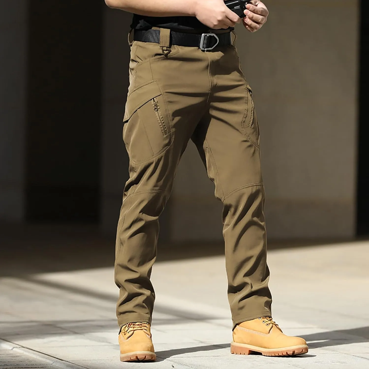 CRNTCEM Mens Waterproof Cargo Pants Ripstop Outdoor Work Hiking Pants Relaxed Fit Straight Leg Military Army Combat Pants