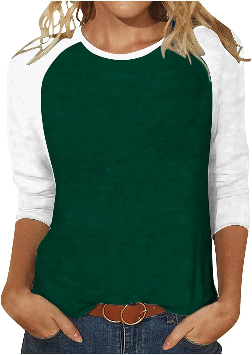 Custom Shirt, Your Own Design Text/Photo/Image/Logo Women Printed Tshirt Patchwork 3/4 Sleeve Blouse Tops
