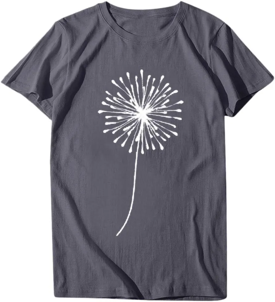 Cute T Shirts for Girls 10-12 Years Old Crew Neck Casual Floral Sunflower Tops Short Sleeve Tees Shirts Cotton Blouses