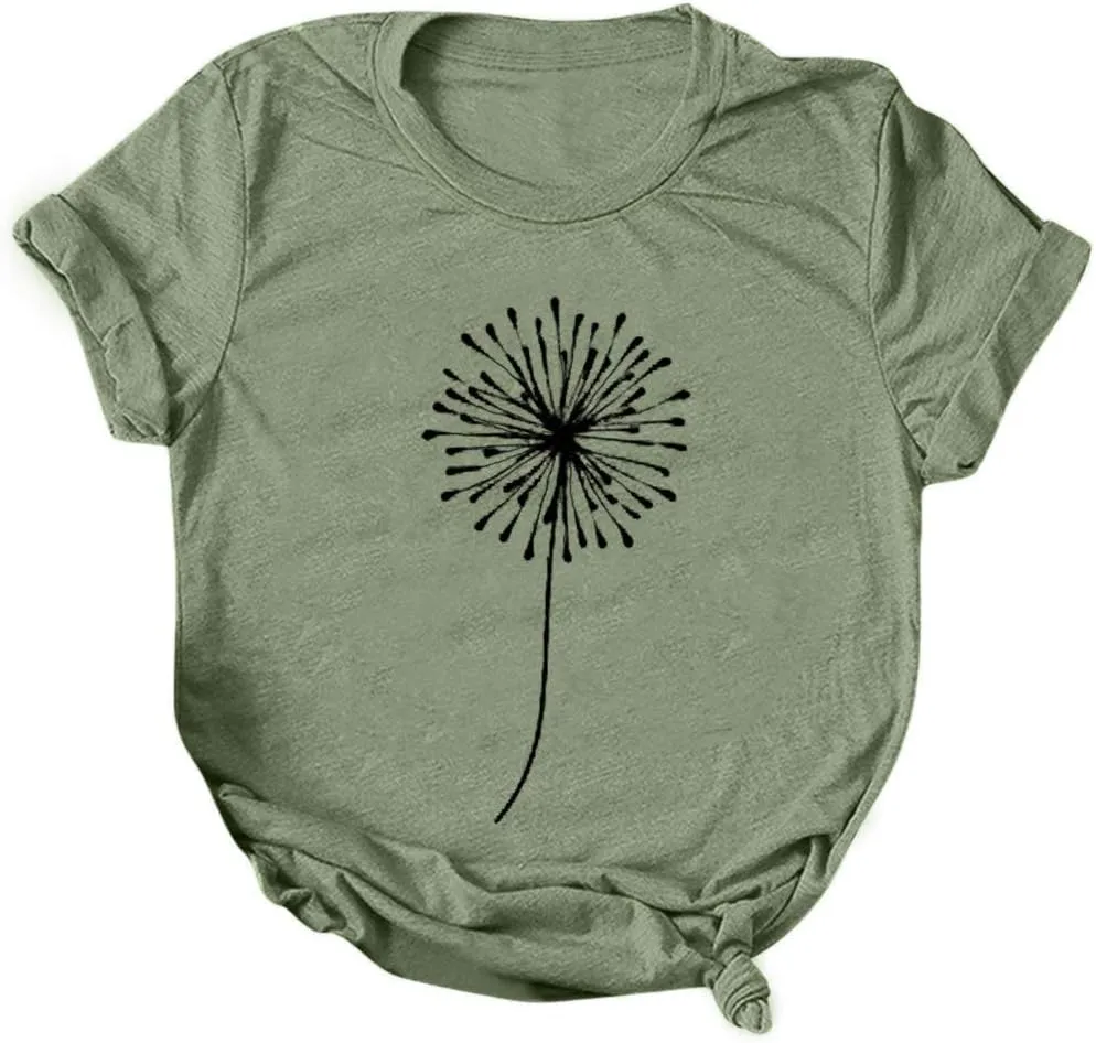Cute T Shirts for Girls 10-12 Years Old Crew Neck Casual Floral Sunflower Tops Short Sleeve Tees Shirts Cotton Blouses
