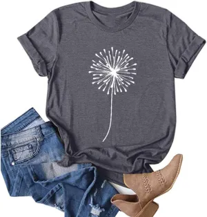 Cute T Shirts for Girls 10-12 Years Old Crew Neck Casual Floral Sunflower Tops Short Sleeve Tees Shirts Cotton Blouses