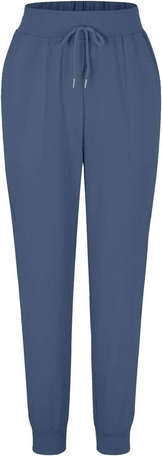 Elastic Waist Pants For Women Loose Cinch Bottom Cotton Linen Summer Plain Trousers Lounge Tapered Pants with Pockets