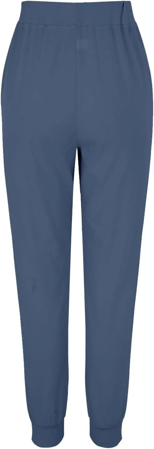 Elastic Waist Pants For Women Loose Cinch Bottom Cotton Linen Summer Plain Trousers Lounge Tapered Pants with Pockets